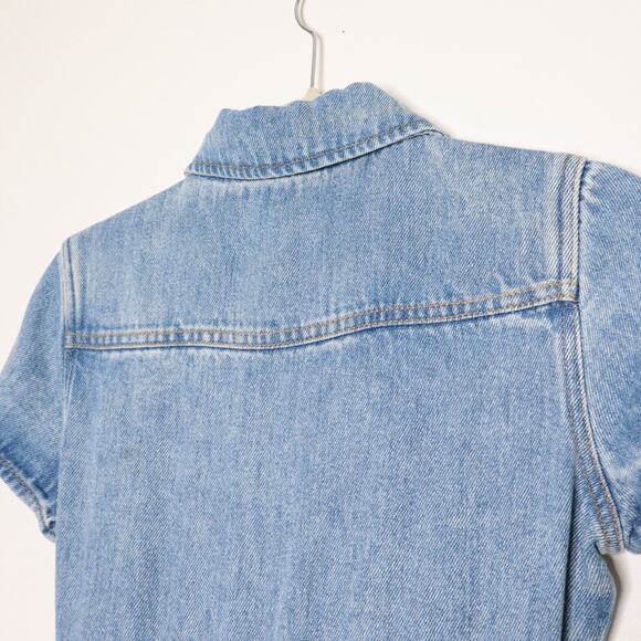 7 FOR ALL MANKIND NEW Denim Lustre Belted Mini Dress Volcano Blue Women's XS - Picture 8 of 14